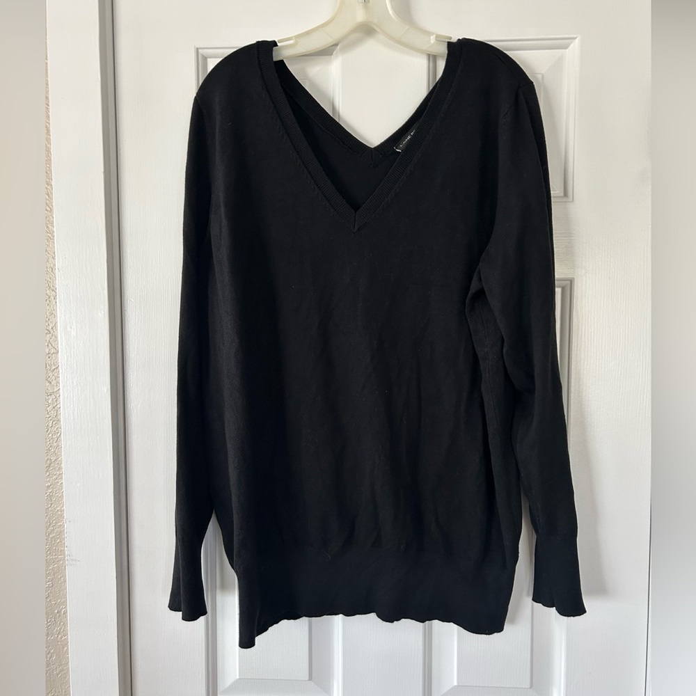 Black Double V-Neck Sweater by Lane Bryant - 18/20